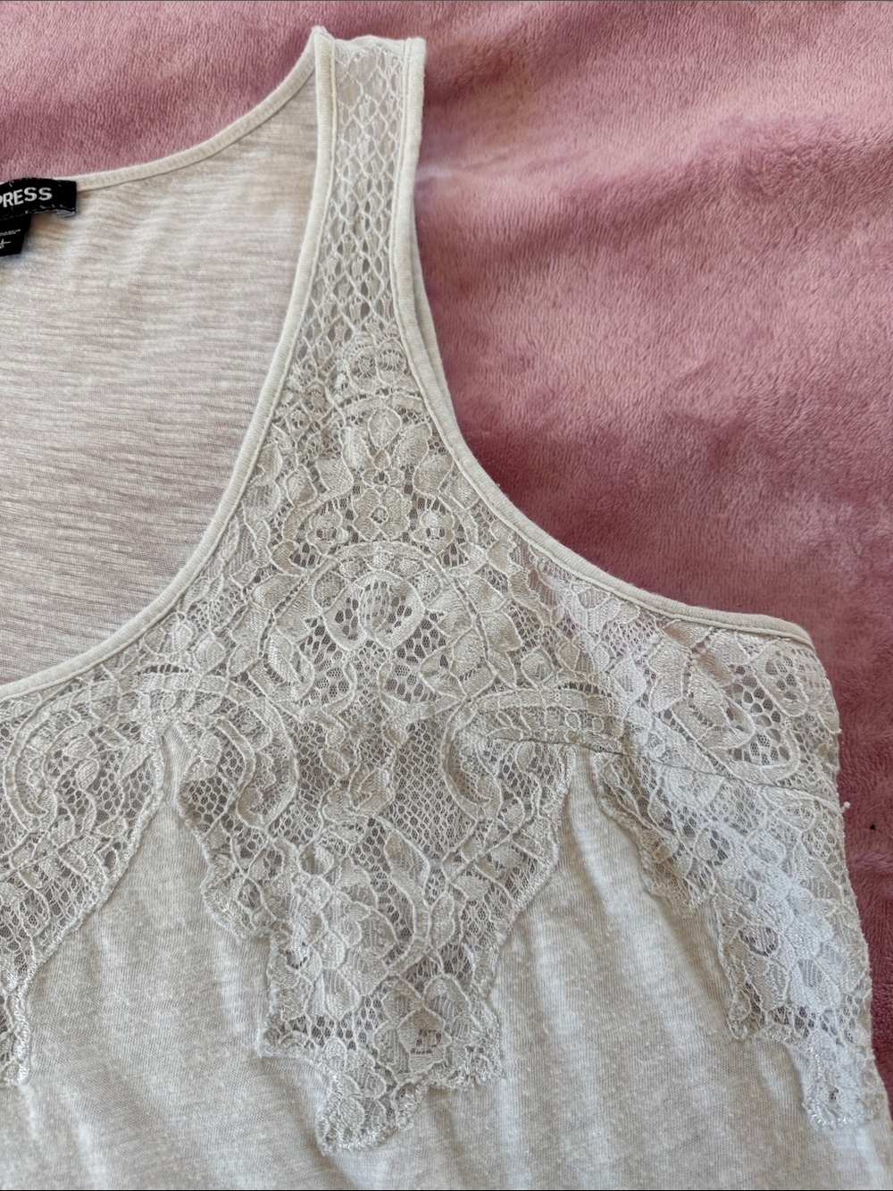 Express White Lace Yoke Tank Top - Picture 5 of 8